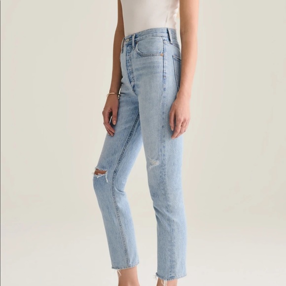 Agolde Riley High Rise Straight Crop in Shatter - Picture 2 of 10